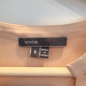 Vince long sleeve blush silk blouse size 6
